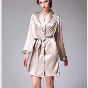 Champagne Silk Satin Robe